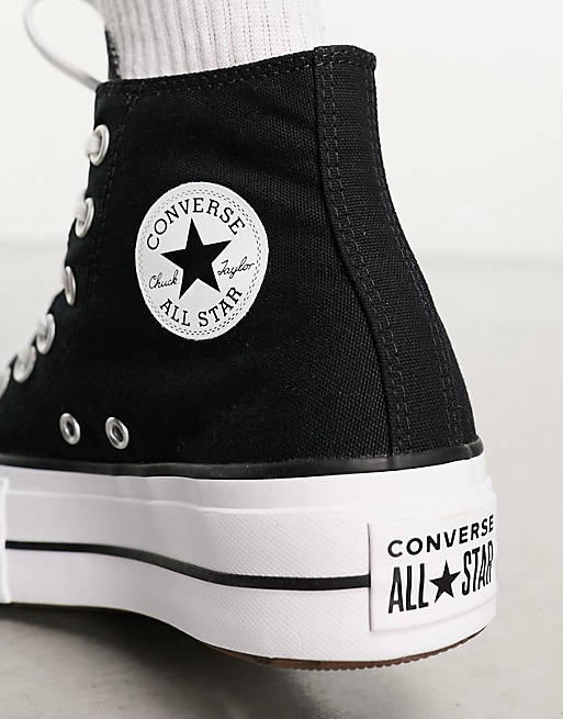 Converse Chuck Taylor All Star Lift platform hi trainers in black | ASOS