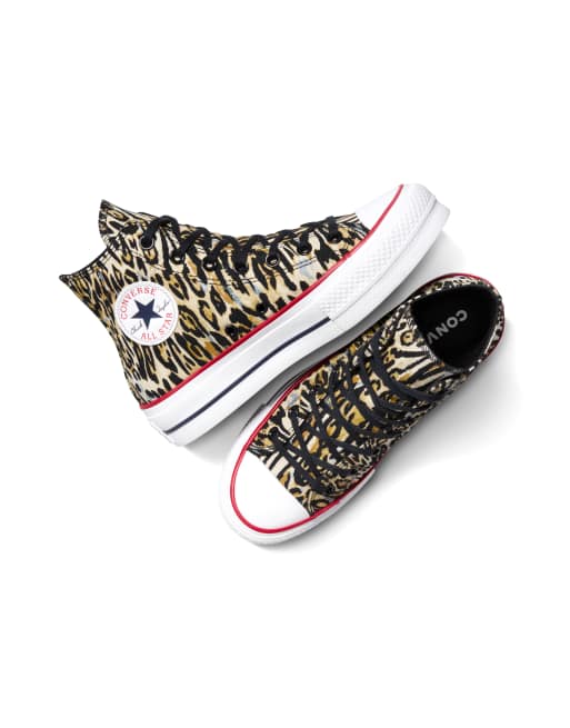 Converse Chuck Taylor All Star Lift platform leopard trainers in