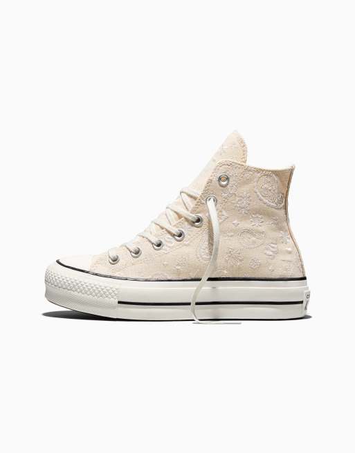 Converse Chuck Taylor All Star Lift Platform Paisley Pop in Naturweiß/Egret/Schwarz, 2 von 4