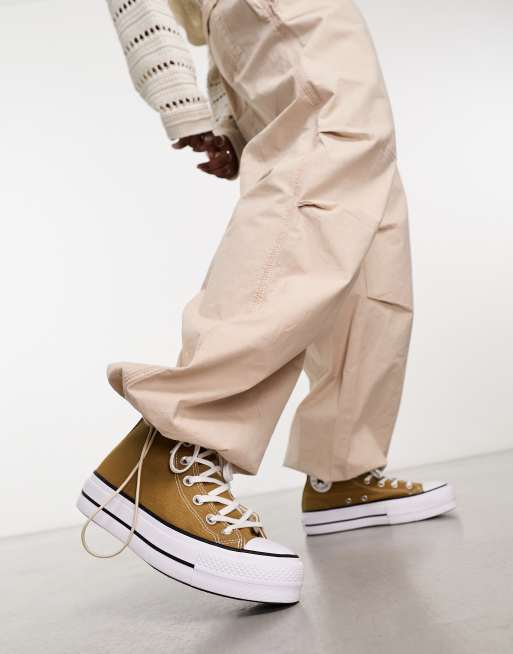 Converse Chuck Taylor All Star Lift Platform sneakers in tan