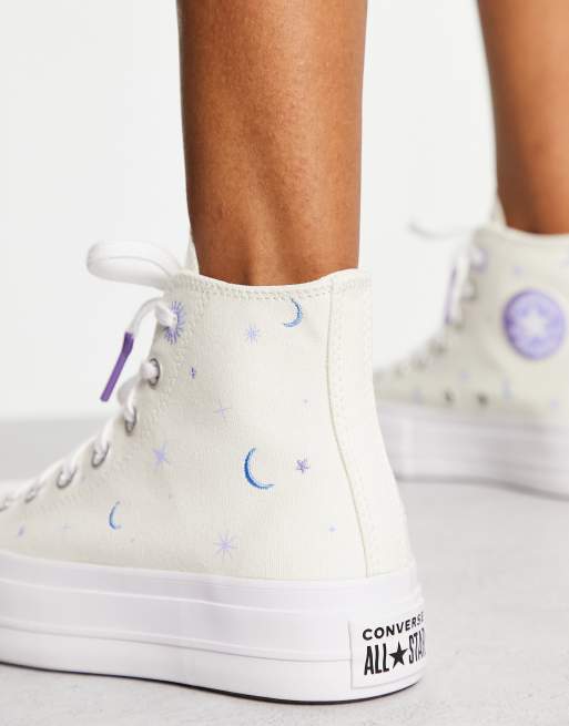 Converse all star white outlet platform high top trainers