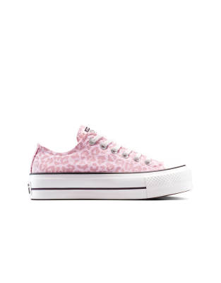 Converse - Chuck Taylor All Star Lift - Sneaker mit Leopardenmuster in Sugar Berry/Vintage White und Plateausohle-Rosa