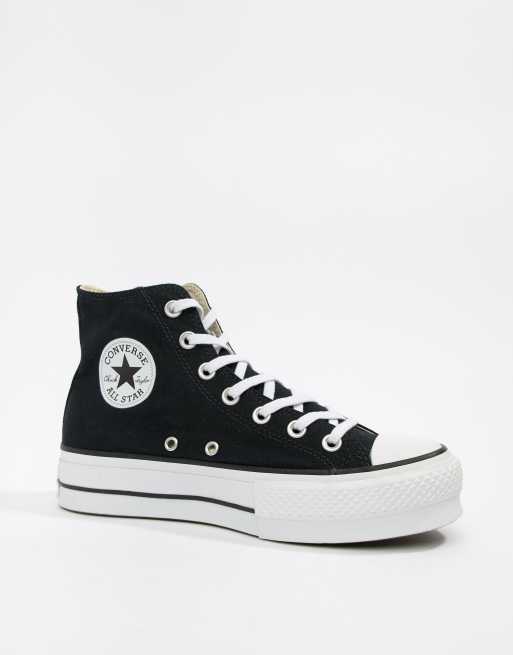 Converse - Chuck Taylor All Star Lift - Sneakers alte nere con plateau, 4 di 4