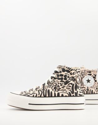Converse Women's Chuck Taylor All Star Archive Print Platform High Top Casual Sneakers From Finish Line In Multi