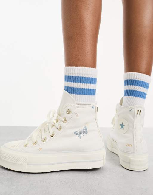 Converse Chuck Taylor All Star Lift sneakers in white with embroidery