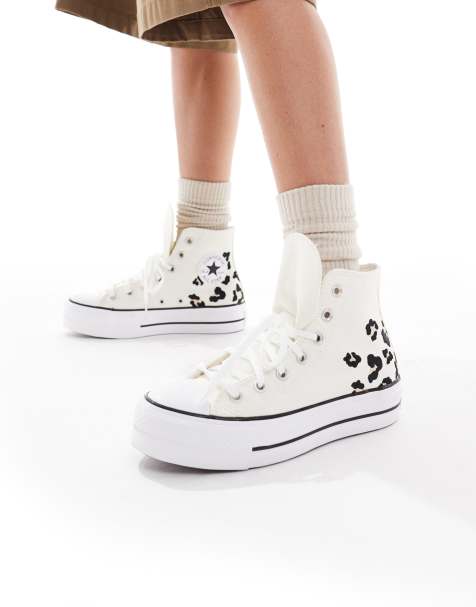 Converse Chuck Taylor - All Star Lift - Sneakers in wit met luipaardprint-detail - view 1