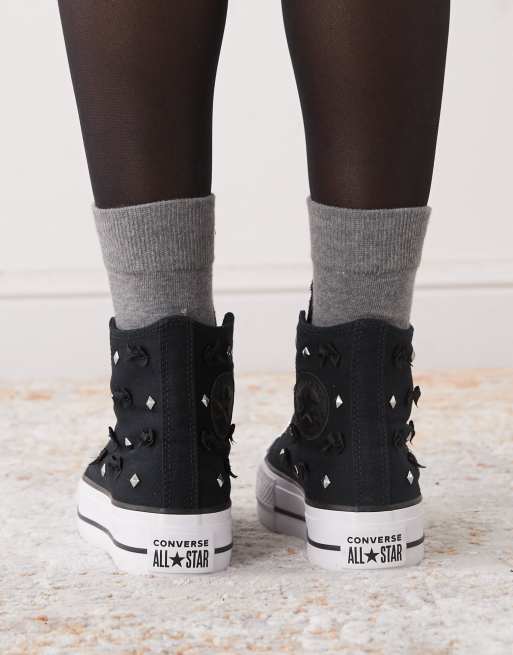 Converse Chuck Taylor - All Star Lift - Sorte sneakers med højde sider, plateau-sål og nittedetaljer, 3 af 5
