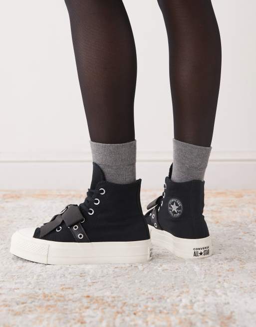 Converse Chuck Taylor - All Star Lift - Sorte sneakers med højde sider, plateau-sål og sløjfedetaljer, 3 af 5