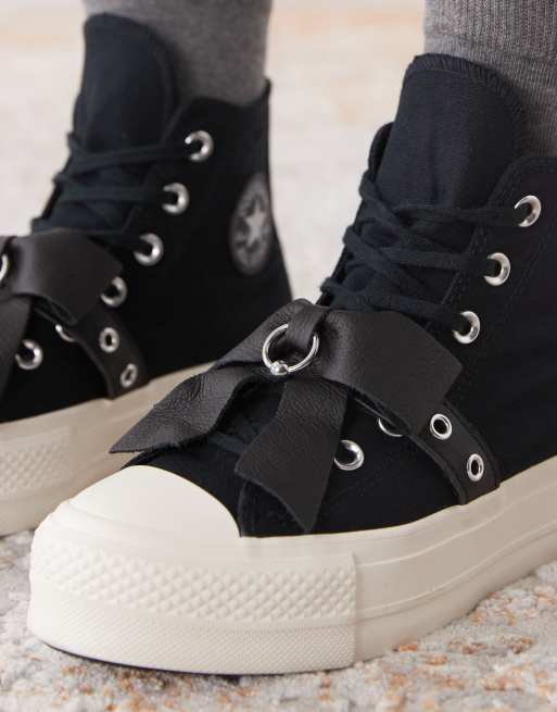 Converse Chuck Taylor - All Star Lift - Sorte sneakers med højde sider, plateau-sål og sløjfedetaljer, 4 af 5