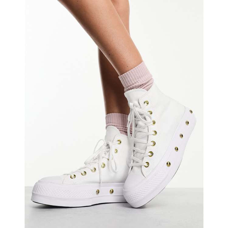 White and shop gold converse