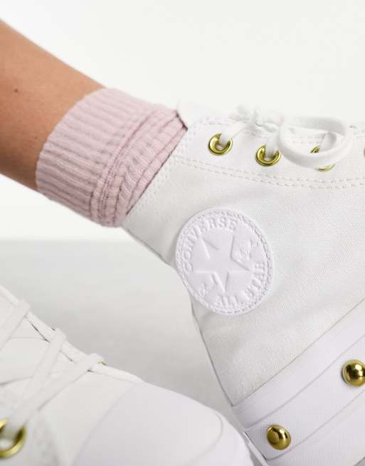 White and 2024 gold converse