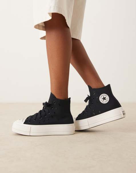 Converse – Chuck Taylor All Star Lift – Svarta sneakers med höga skaft, platåsula och nitar - view 1