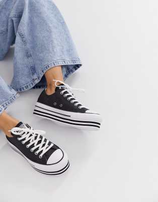 converse black platform sneakers