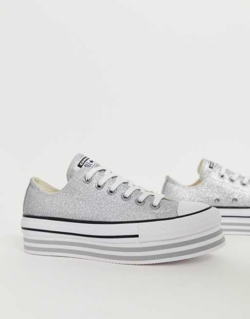 Silver glitter converse sale sale