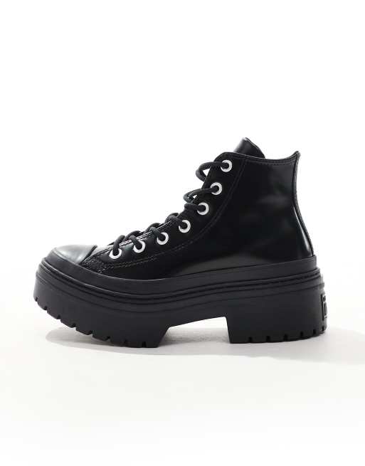 Converse – Chuck Taylor All Star Lugged – Czarne skórzane buty na obcasie, 2 z 5