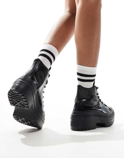 Converse – Chuck Taylor All Star Lugged – Czarne skórzane buty na obcasie, 3 z 5