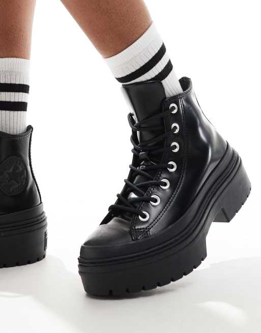 Converse – Chuck Taylor All Star Lugged – Czarne skórzane buty na obcasie, 4 z 5