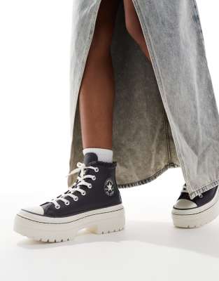 Converse - Chuck Taylor All Star Lugged Hi - Sneaker in Schwarz mit Absatz in Weiß