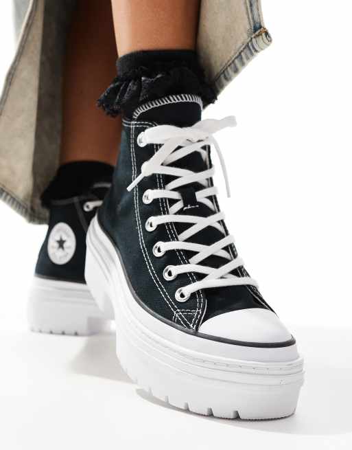 Converse Chuck Taylor All Star Lugged Hi Sneaker in Schwarz mit Absatz