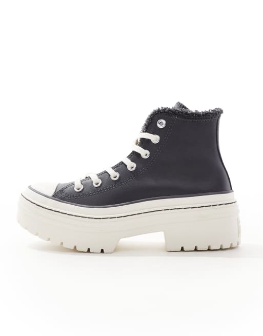 Converse - Chuck Taylor All Star Lugged - Scarpe alte con tacco nere e bianche, 2 di 5