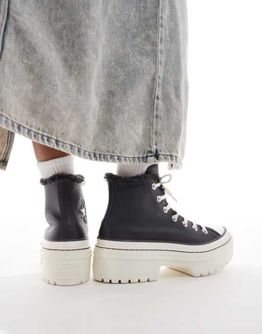 Converse - Chuck Taylor All Star Lugged - Scarpe alte con tacco nere e bianche, 3 di 5