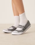 [Converse] Converse Chuck Taylor All Star mary jane ballet flats in grey 6 CHARCOAL