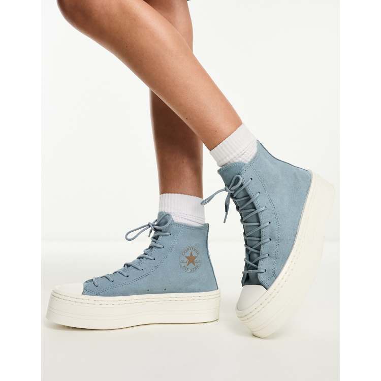 Converse Chuck Taylor All Star Modern Lift Hi Sneakers alte blu in camoscio ASOS
