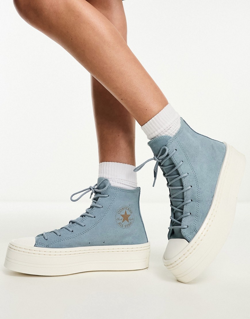 Shop Converse Chuck Taylor All Star Modern Lift Hi Suede Sneakers In Blue