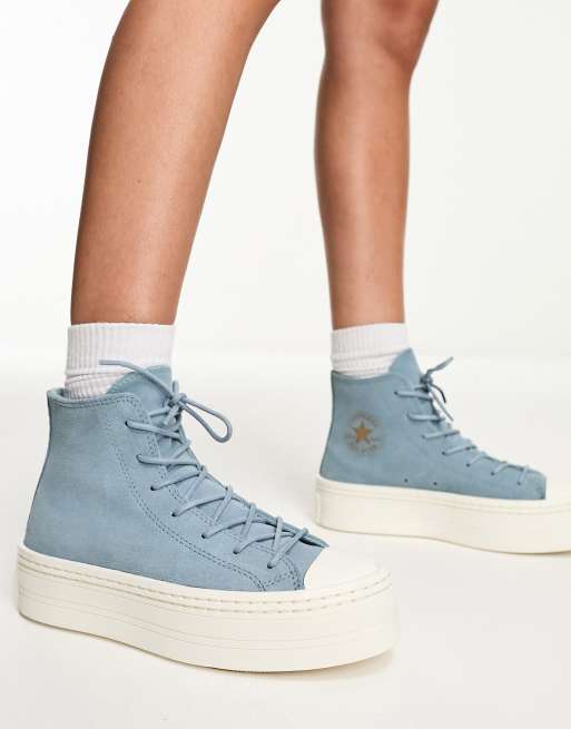 Converse Chuck Taylor All Star Modern Lift Hi suede trainers in blue MBLUE