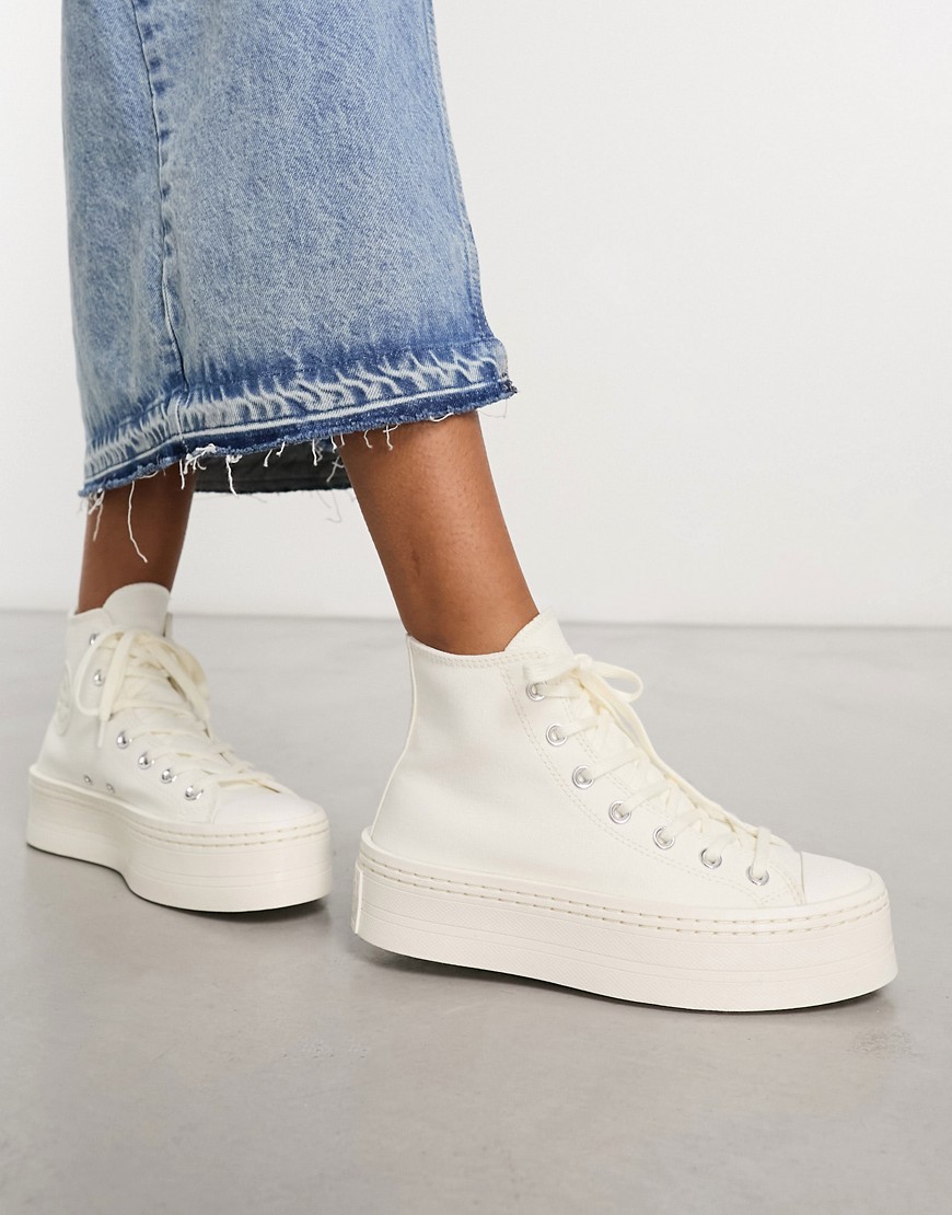 Converse Chuck Taylor All Star Modern Lift Hi trainers in egret-White