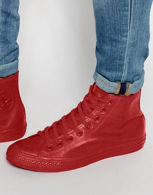 all red leather converse