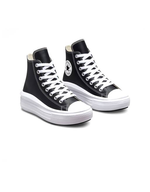 Converse Chuck Taylor All Star Move Baskets en cuir plateforme Noir et blanc