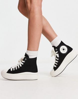 Converse Chuck Taylor All Star Move Hi embroidery trainers in black | ASOS