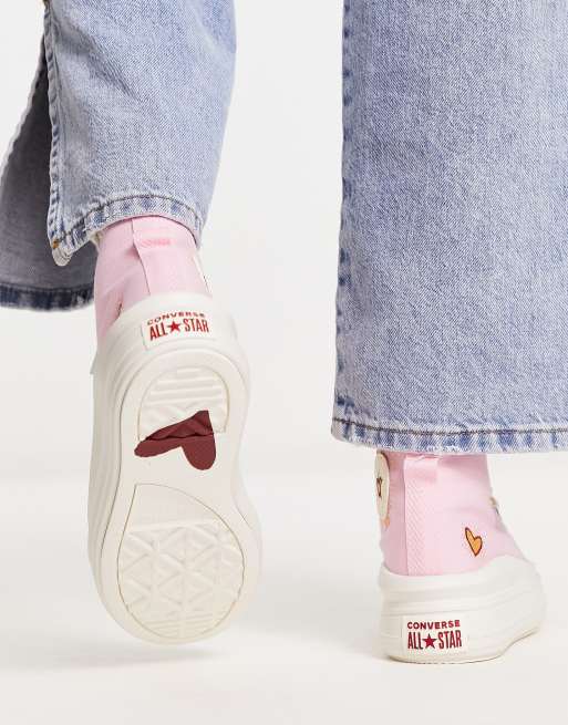 Converse Chuck Taylor All Star Move Hi Sneaker in Rosa mit Herzstickerei ASOS