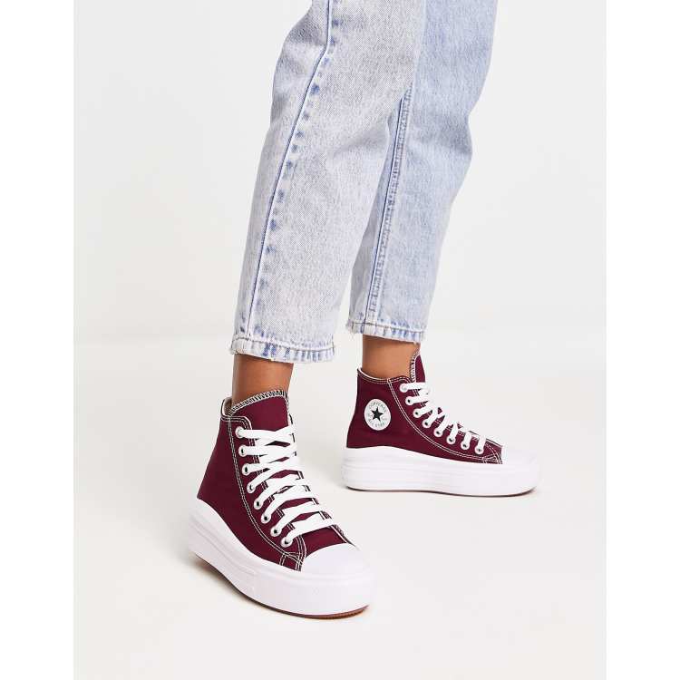 Converse Chuck Taylor All Star Move Hi sneakers in burgundy | ASOS