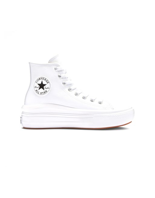 Converse Chuck taylor all star move platform leather in white/black/white