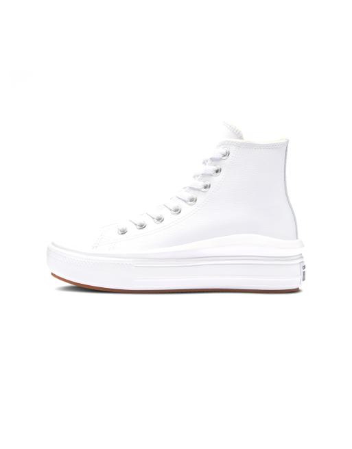 Leather Converse Platform Hi Trainers White Black White Converse
