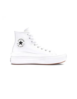 Converse - Chuck Taylor All Star Move - Sneaker aus Leder in Weiß und Schwarz mit Plateausohle