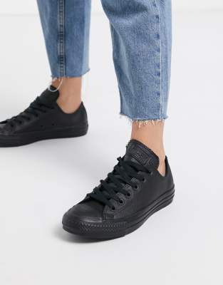 converse femme en cuir noir