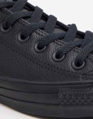 converse all star ox black leather trainers