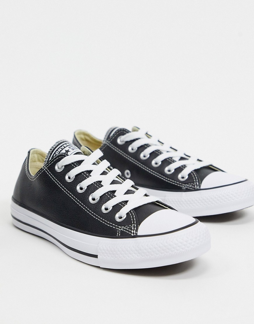 CONVERSE CHUCK TAYLOR ALL STAR OX LEATHER SNEAKERS IN BLACK,132174C