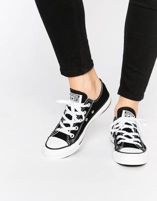 converse all star ox black leather trainers