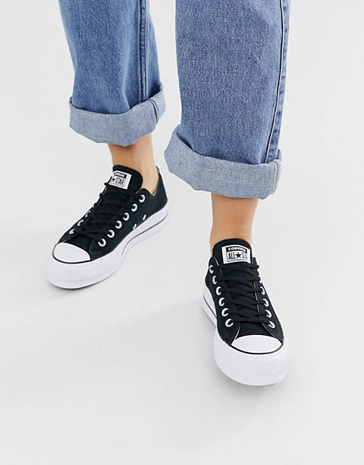 Converse Chuck Taylor All Star Ox canvas platform sneakers in black | ASOS