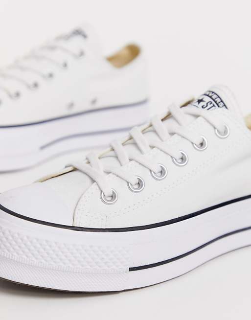 Converse Chuck Taylor All Star Ox canvas platform sneakers in white Converse Chuck Taylor All Star Ox canvas platform sneakers in white