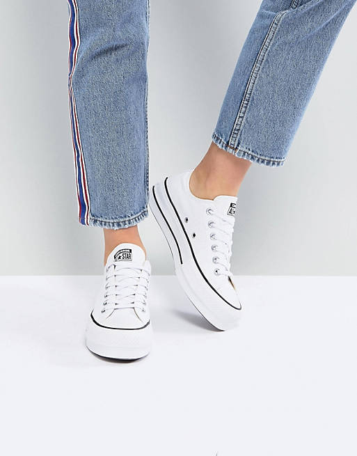 Converse Chuck Taylor All Star Ox canvas platform sneakers in white تاتو