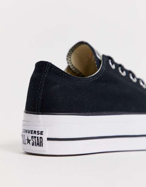 Converse – Chuck Taylor All Star Ox – Czarne płócienne sneakersy na platformie, 4 z 4