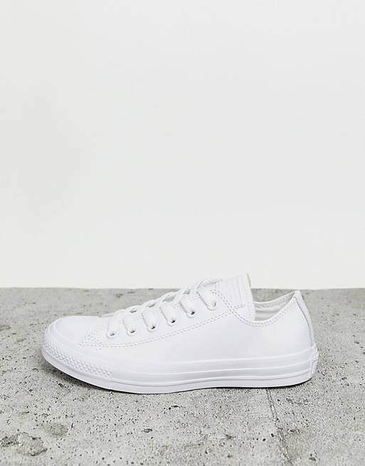 Allergisk Compose controller Converse Chuck Taylor - All Star Ox - hvide monokrome sneakers i læder |  ASOS