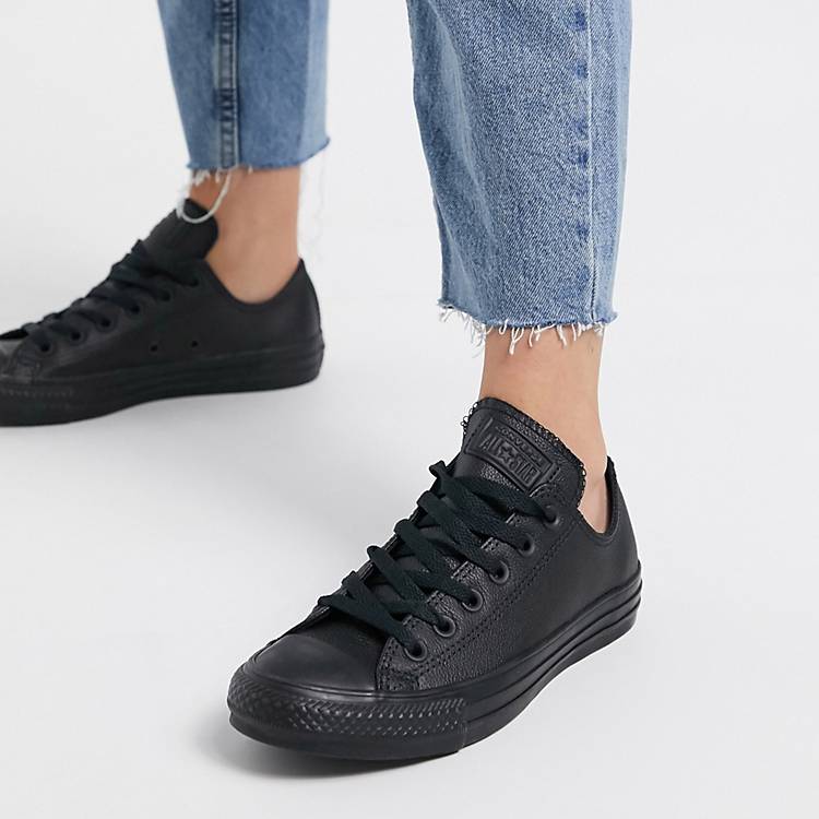 Converse Chuck Taylor All Star Ox leather sneakers in black mono | ASOS