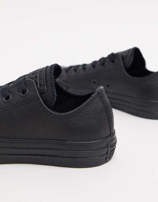 Converse black all star store leather mono ox trainers