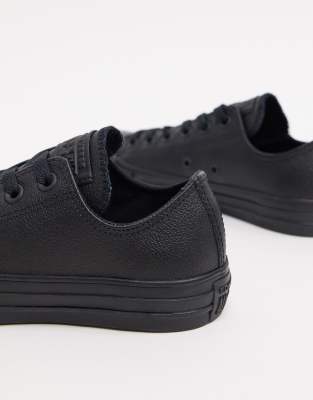 converse black all star leather mono ox trainers